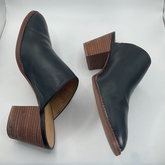 Madewell The Harper Black Leather Pointed Toe Block Heel Minimalist Size 7.5 - Picture 7 of 15